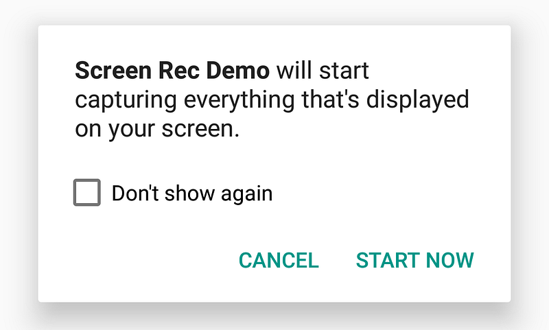 Screen capture permission dialog