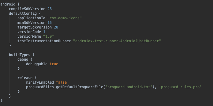 build.gradle buildTypes configuration