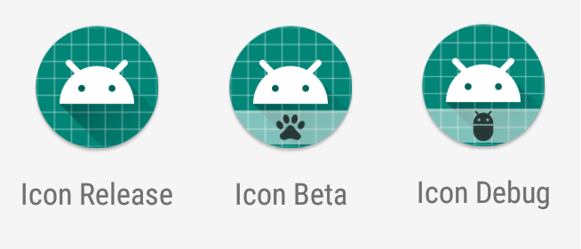 Android build type icons